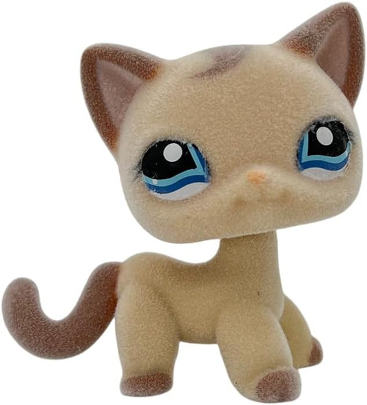 Custom Flocked Pet Shop Toy Fuzzy Animal Figure Short Hair Cat Kitty Kitten Deer OOAK (#1024)