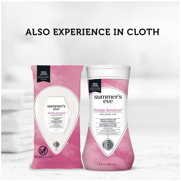 Summer's Eve Simply Sensitive Feminine Cleansing Wash, Sensitive Skin Daily Intimate Wash, Removes Odor, pH Balanced, Hypoallergenic, 9 Ounce (Pack of 10)