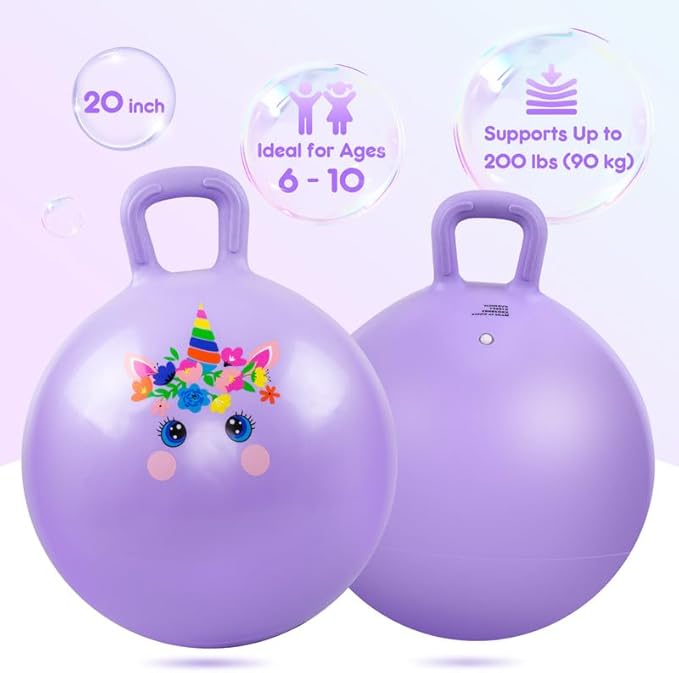 PlayZap Hopper Balls for Kids 6-12, 20 Inches Bouncy Ball with Handle, 20" Inflatable Bouncing Hopper, 50cm Jumping Toys, Garden Hopping Toys Girls Boys Gifts