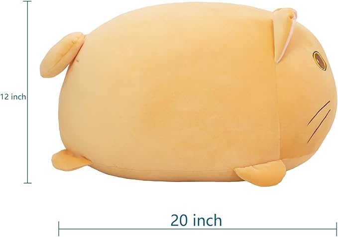 20 inch Super Soft Cat Plush Pillow, Adorable Stuffed Animal Toy, Chubby Kawaii Cat Plushie for Boys Girls, Cute Room Decor Fat Animals Pillow, Kids Gifts for Birthday,Valentine,Christmas