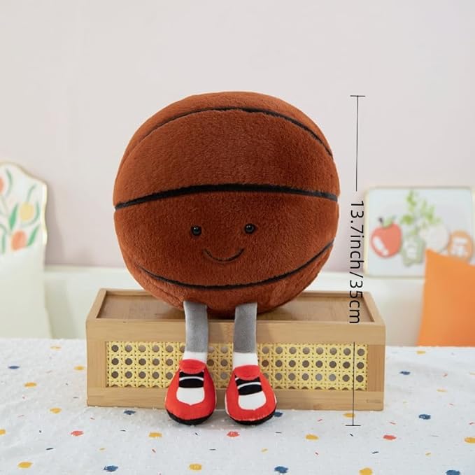 13.7" Cute Football Plush Toys Soft Stuffed Sport Throw Pillow Plush Ball Gift for Kids Birthday and Christmas Decoration (Basketball)