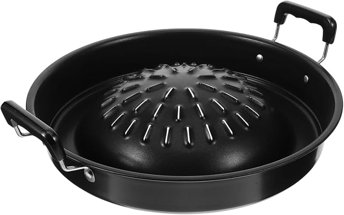 STOBAZA Korean BBQ Grill Pan Portable Barbecue Tray Meat Grilling Pan 30cm Non-Stick Barbecue Stovetop Plate for Home Camping Picnics Indoor or Outdoor Grilling