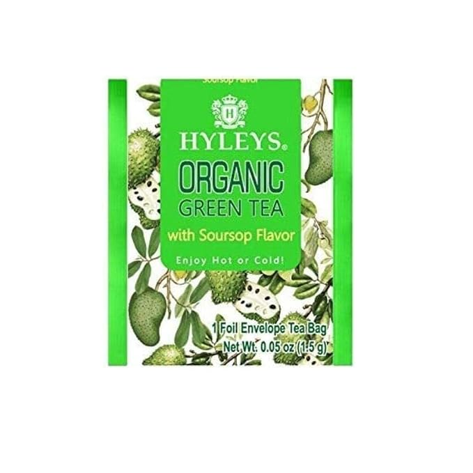 HYLEYS Organic Green Tea with Soursop Flavor, 150 Individually Wrapped Tea Bags (6 Pack of 25) - USDA Organic Graviola Guanabana Tea with Light Caffeine