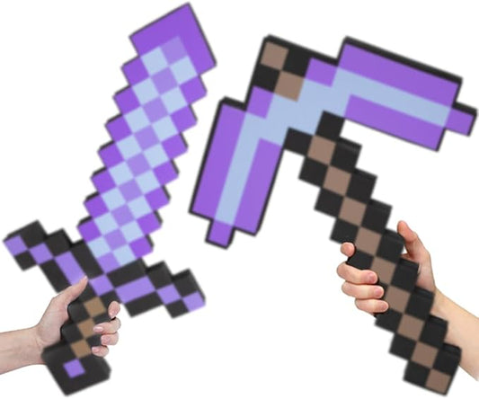 Pickaxe and Sword Toys,Foam Sword for Game Role-Play,Weapons,Halloween Christmas and Parties,Gift for Video Game Fans