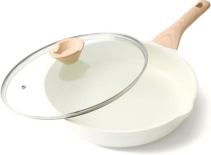Kordisen Ceramic Non Stick Frying Pan Skillet with Lid, 11 Inch Cooking Pan | Non Toxic, Healthy Coating, Induction Compatible, Heat Resistant Handle, PFOA & PFAS Free