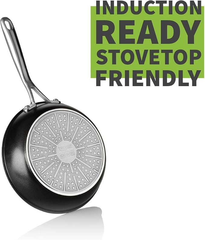 TECHEF - Onyx Collection 8-Inch Nonstick Frying Pan Skillet, PFOA-Free, Dishwasher Oven Safe, Stainless Steel Handle, Induction-Ready, Made in Korea (8-inch)