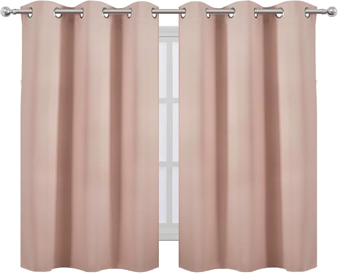 LEMOMO Blush Blackout Curtains/38 x 54 Inch/Set of Two Panels Grommet Living Room Curtains