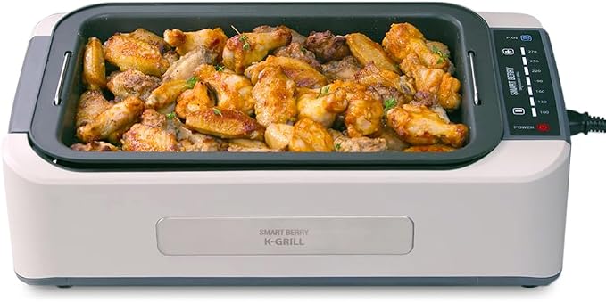 SMART BERRY 3 in 1 Smokeless Electric Indoor Grill, Nonstick Grill/Griddle Plates, hot pot, Glass Lid, Portable Korean BBQ Grill with 7-Level Control, black (HOT POT set White)