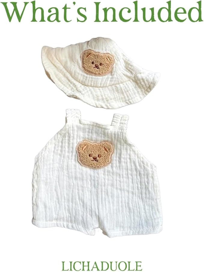 9-12"/30cm Teddy Bear Outfit: 2-Piece (Romper + Bonnet) Doll Clothes for Medium Bashful Bunny Bartholomew Bear（NO Doll）