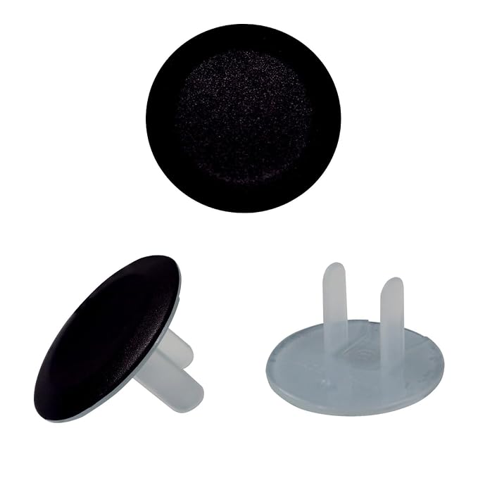 Pure Black Color Outlet Plug Covers - 12/24 Pack Safety Electrical Plug Protectors