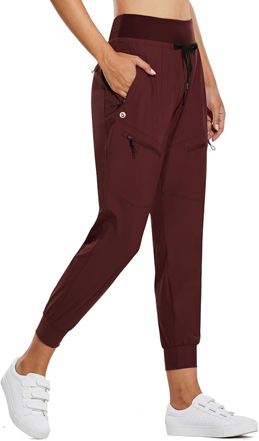 baleaf Womens Lightweight Hiking Pants Water Resistant Quick Dry Joggers with 5 Zipper Pockets UPF 50+ for Travel Hiking