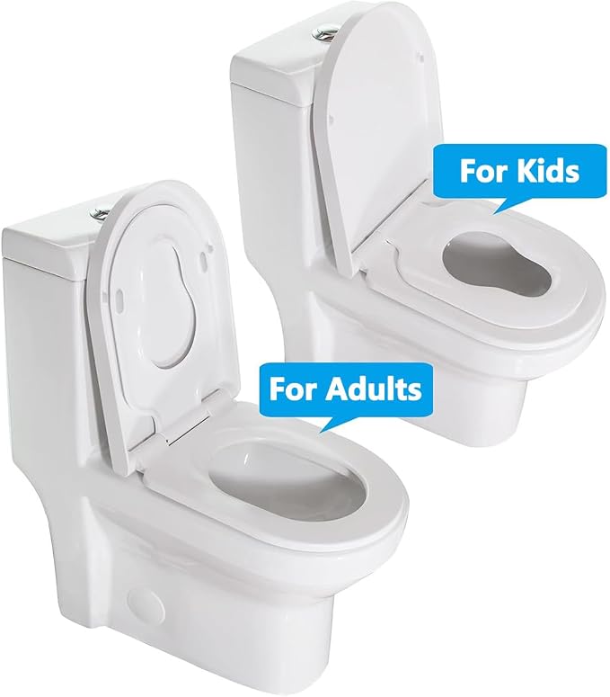 Toilet Seat, 18" Elongated Toilet Seat with Built in Toddler Potty Training Seat, U-Shaped Toilet Seat with Slow Close Toilet Lid Fits Both Adults and Childs