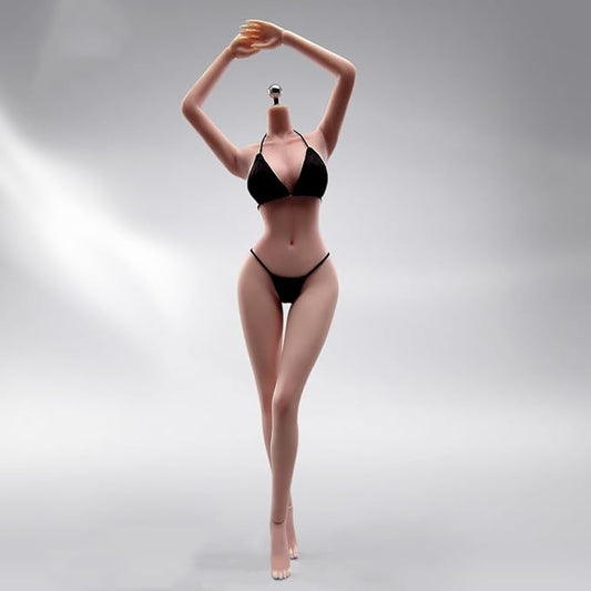 1/6 Scale Female Action Figure Body, 12 inches Seamless Flexible Action Figure Body Model with Detachable 5 Pairs Hand Gesture Shapes (Wheat Skin)