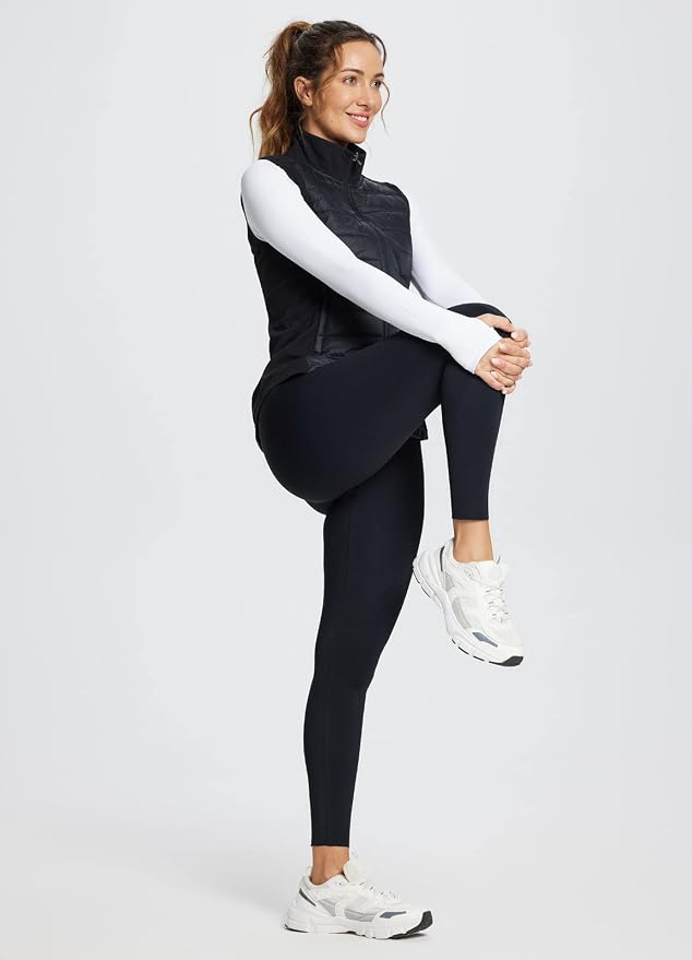 baleaf Womens Lightweight Warm Puffer Vest Winter Running Sleeveless Jacket | Zip Pockets & Soft Curve Design, Windproof, Water-Resistant and Noiseless Fabric, Suitable for Running, Hiking in 20°F-60°F