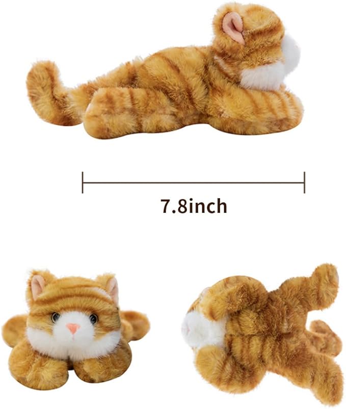 7.8 Inch Cat Stuffed Animals Plush,Cute Cat Weighted Stuffed Animal Soft Fluffy Kitten Plushies Toy Pillow Reward Gifts for Kids Boys Girls