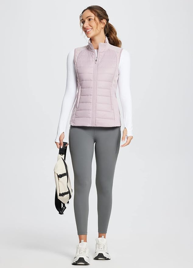 baleaf Womens Lightweight Warm Puffer Vest Winter Running Sleeveless Jacket | Zip Pockets & Soft Curve Design, Windproof, Water-Resistant and Noiseless Fabric, Suitable for Running, Hiking in 20°F-60°F