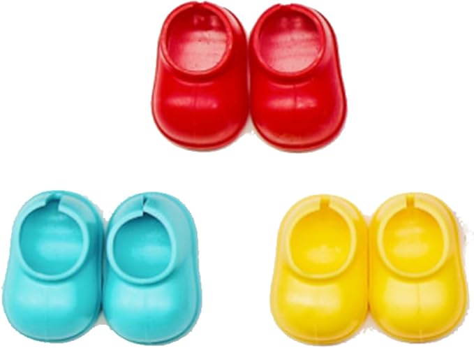 Shoes(3 Packs) for Labubu Clothes (15cm & 17cm Monster Keychain, Macaron/Have a seat/Energy). Clothing Accessories for labubu 6.7" Blind Box.(red+Blue+Yellow)