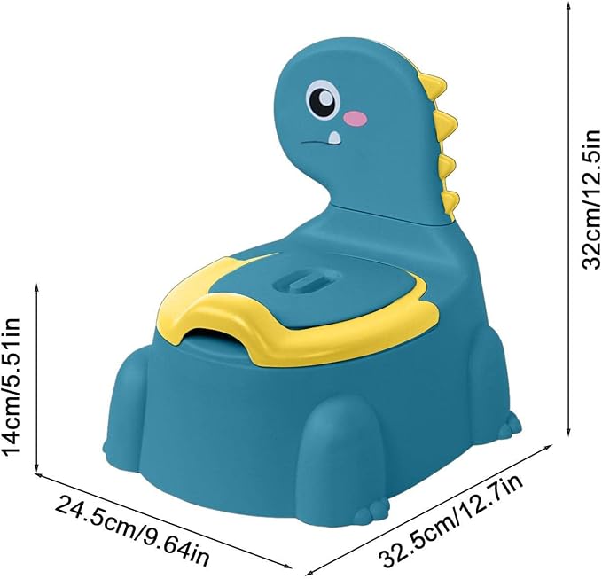 Potty Training Toilet | Dinosaur Seat Toddler Chair Portable for Kids with Non-slip Rubber Mat Backrest Boys Girls Blue