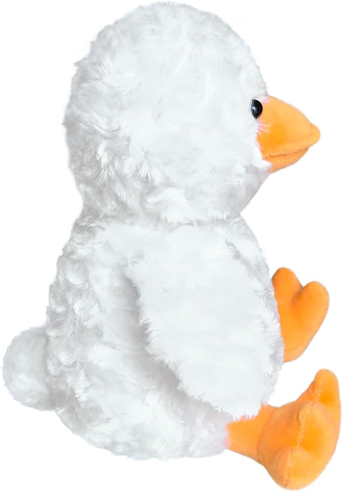 Rose Duck Plush Stuffed Animal, Cute Furry White Duck Toy, Soft Cuddly Plushie Hugger Toy for Boys Girls, Gifts for Kids or Girlfriend, 9 Inches