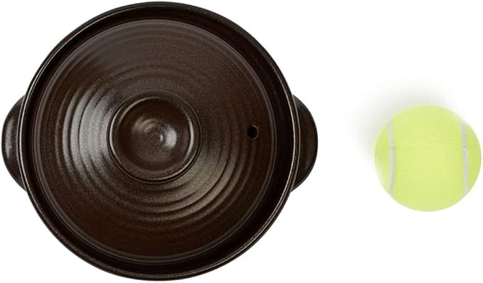 Crazy Korean Cooking Korean Stone Bowl (Dolsot), Sizzling Hot Pot for Bibimbap and Soup - Premium Ceramic (Medium with Lid)