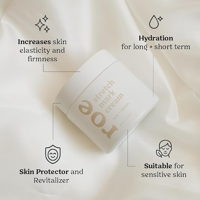 Roe Wellness- Stretch Mark Cream for Pregnancy & Prevention | Great For Moms W/ Sensitive Skin | Plant-Based Hydration, Increases Skin Elasticity and Firmness (Stretch Mark Cream)