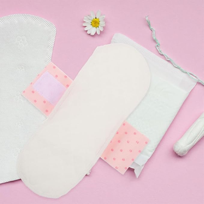 GARVALON Reusable Cloth Period Liners 4pcs Washable Cotton Panty Pads Soft Breathable 21cm Waterproof Maternity Menstrual Cloth Pads for Pregnancy and Postpartum Care