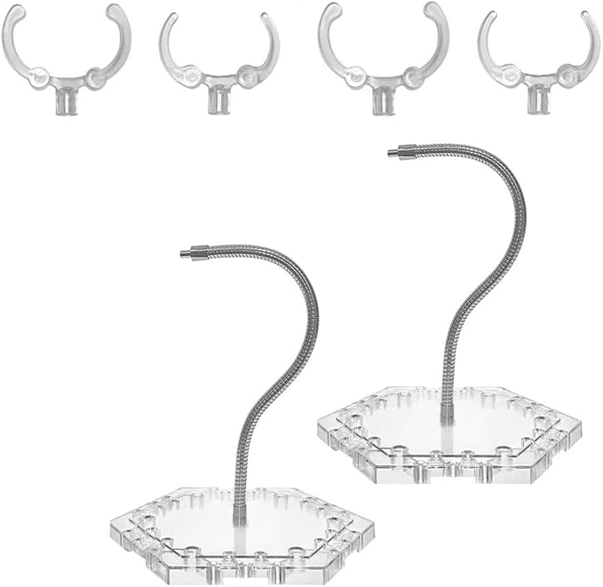 Action Base Display stand ,Doll Model Support Stand Compatible with 6-inch Action Figures HG RG SHF 1/144 Gundam Model Toys（2PCS Clear）
