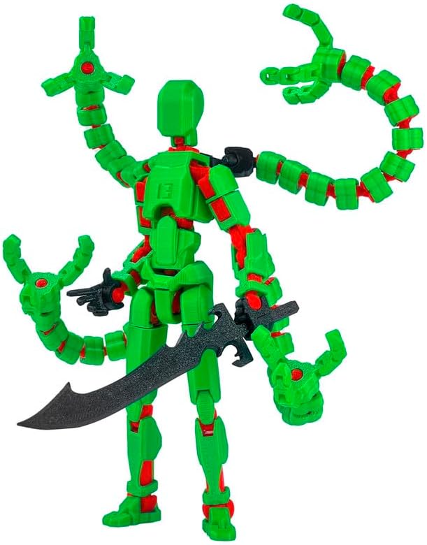 T13 Action Figure, Assembly Completed Action Figures,T 13 3D Printed Toys - The Premium Robot for Sci-Fi Enthusiasts,Four Claws Robot 5.2 Inch (Green)