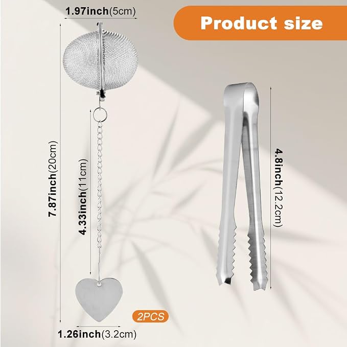2 Pack Tea Infuser for Loose Leaf-Tea, Stainless-Steel Loose-Leaf Tea Steeper with Tea-Scoop Clip, Tea-Strainer Ball, Extra Fine Mesh, Rustproof, Easy to Clean