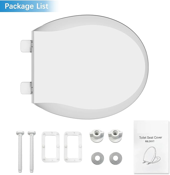 GAOMON Durable Round Toilet Seat with Slow Soft Close - Easy to Install and Clean, Never Loosens - White, Fits Most Round Toilets