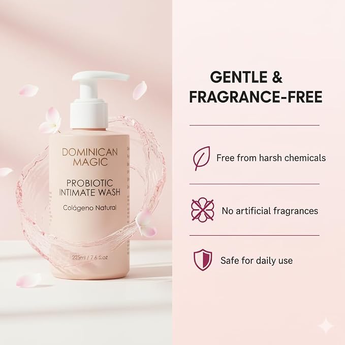 DOMINICAN MAGIC Probiotic Intimate Wash | Natural Collagen & Aloe Vera | pH Balancing Feminine Wash for Intimate Health & Hygiene | Fragrance-Free & Gentle for Sensitive Skin | Colágeno Natural (6)