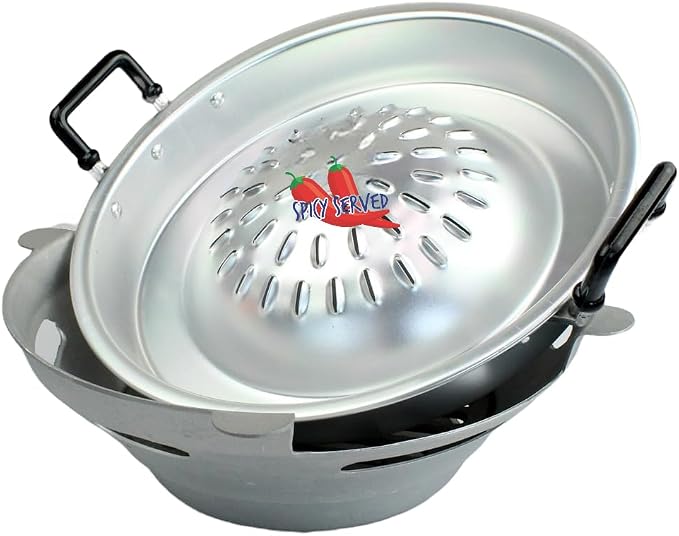 1Set(Pan+Stove) Mookata Thai Korean Bbq Smoke Steak Grill Charcoal Aluminium 14"