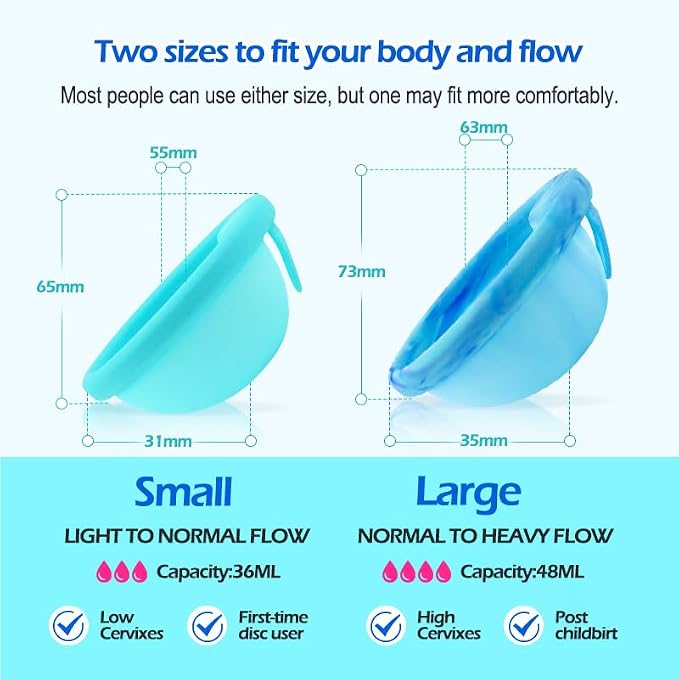 Mascoto® Reusable Menstrual Disc Set, Pack of 2 – Soft Medical-Grade Silicone, Leak-Resistant Design, Easy Removal Loop, 12-Hour Wear, Sustainable & Ultra Comfortable Period Protection incl Storage