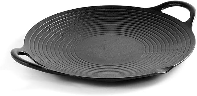 11.5 inch Korean BBQ Grill Pan, Cast Iron Griddle Pan for Indoor and Outdoor Cooking & Camping (11.5 inch)