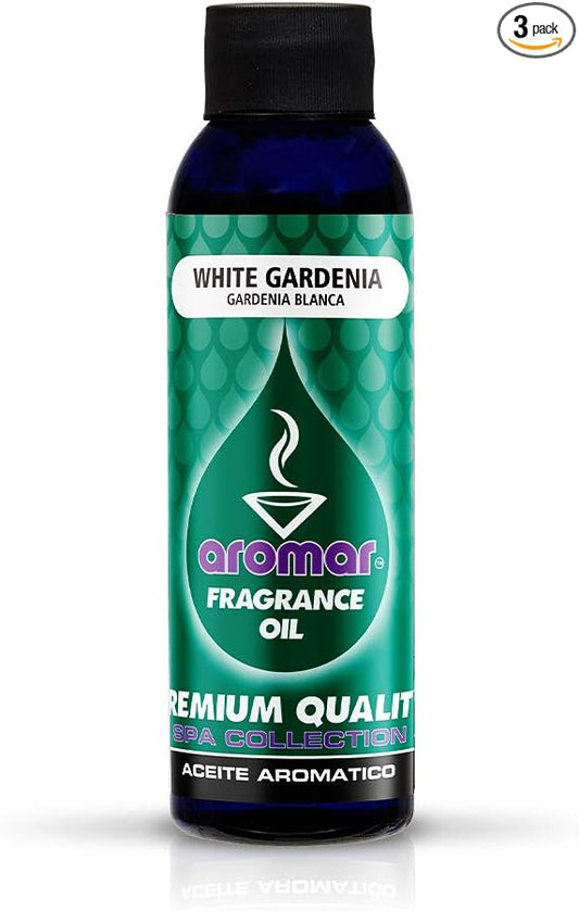 AROMAR Premium Fragrance Oil, 4oz Bottle 3 Pack Long Lasting Aromatic Scent, Fresh and Revitalizing Aromatherapy for Living Room, Bedroom, and Kitchen 12oz White Gardenia