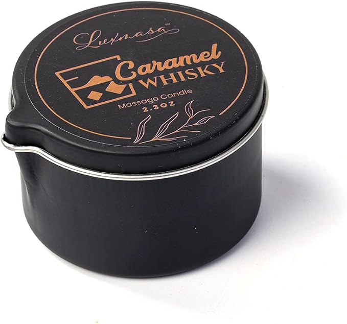 Soybean Wax Warming Massage Oil Candle for Stress Relief and Skin Moisturizing, Romantic Gift SPA Use Home Scented Candle Body Oil Caramel Whisky Scent 2.35 OZ