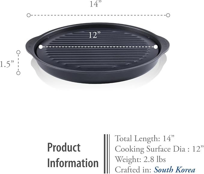 TECHEF - TRUE GRILL PAN - Stovetop Nonstick Indoor/Outdoor Smokeless BBQ Grill Set, including a Grill Plate and Alumium Drip Tray