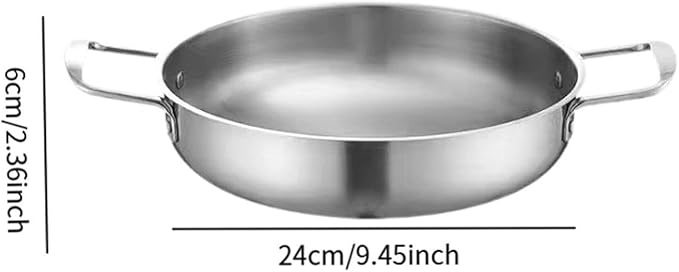 Korean Ramen Cooking Pot with Handles for Instant Noodle Soup and Camping, 24 cm Silver
