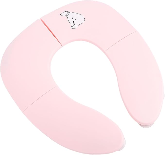 Foldable Travel Potty Seat Lightweight and Convenient Design, Suction Cup Toddler Toilet Training Portable Potty Seat for Comfort PP Material Cleaning Improves Clean (Pink)