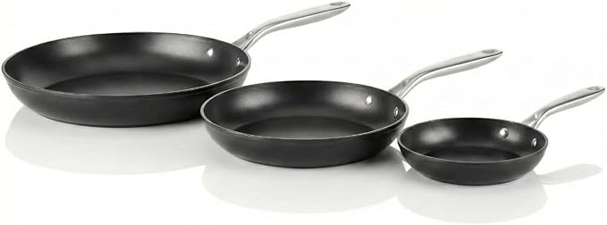 TECHEF Onyx 8", 10", 12" Nonstick Frying Pan Set, Induction Compatible, Dishwasher/Oven Safe, Made in Korea