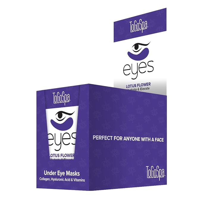 ToGoSpa Lotus Flower EYES Premium Anti-Aging Collagen Gel Pads for Puffiness, Dark Circles, and Wrinkles – Under Eye Rejuvenation for Men & Women - 1 Pack - 3 Pair