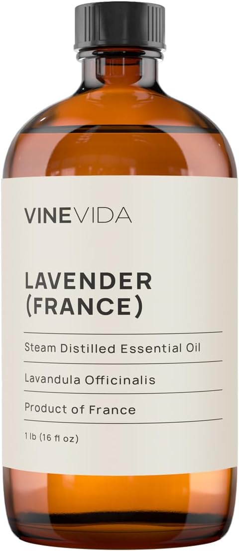 VINEVIDA Lavender France Essential Oil 16 oz - Undiluted Lavender Oil 16 oz - Lavender Candle Oil Scent - DIY Candle Scents for Candlemaking - Bulk Essential Oil for Soap Making