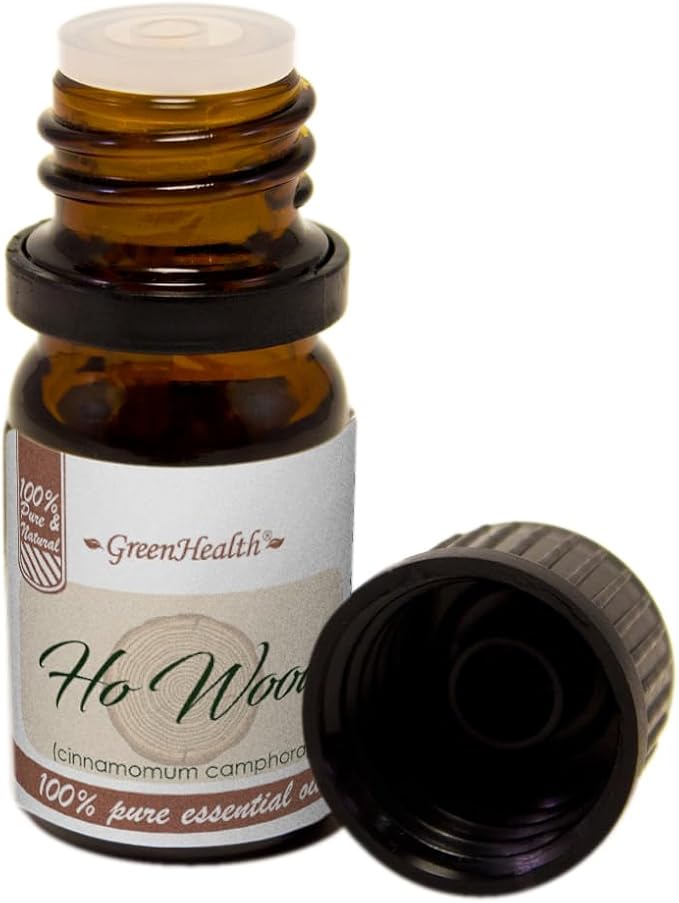 Ho Wood Essential Oil - 5 ml - 100% Pure & Natural - Amber Glass Bottle w/Euro Dropper - GreenHealth