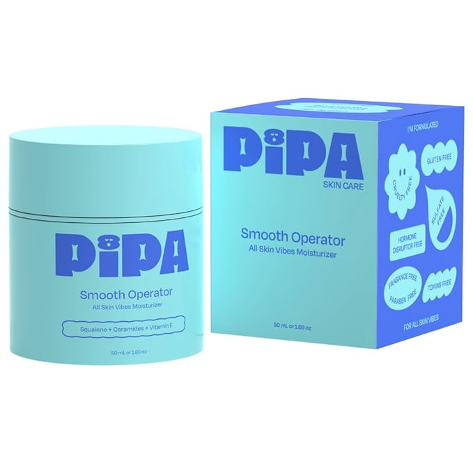 Pipa Skincare Smooth Operator Kids Face Moisturizer 1.7 oz | Clean, Non-Toxic, Hypoallergenic, Fragrance-Free Lotion | Multi-Vitamin Ceramides Cream | Gentle Skin Care Easter Gift for Tweens