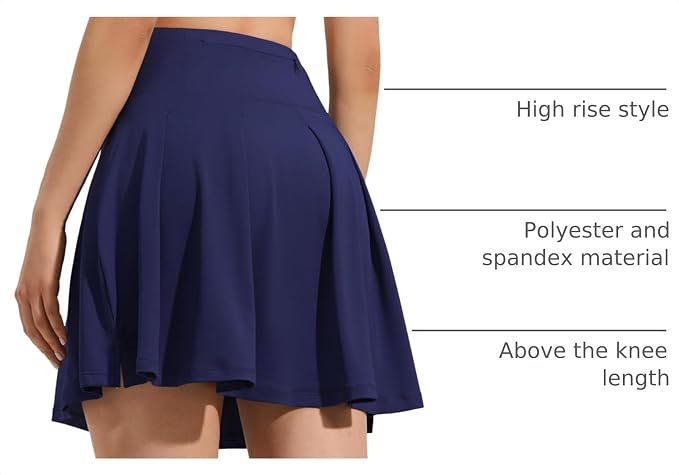 ZUTY 18" High Waisted Tennis Skirt for Women Skorts Skirts with Pockets Casual Modest Long Golf Athletic Running