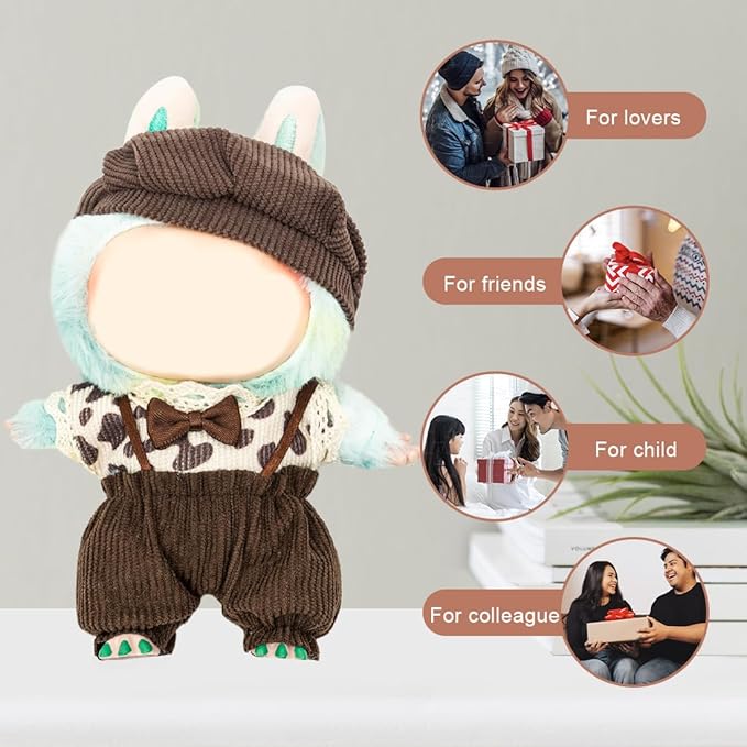 Clothes for 17cm Dolls(NO Doll) Outfit with Accessories Suit Cute Stylish Dress Up Set Corduroy Dress