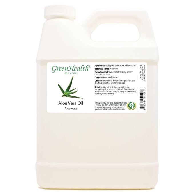 Aloe Vera Oil – 32 fl oz | Bulk Carrier Oil for Skin, Hair & Massage | Natural Moisturizer for Aromatherapy, DIY Skincare & Body Care | Packaged in White Plastic Jug