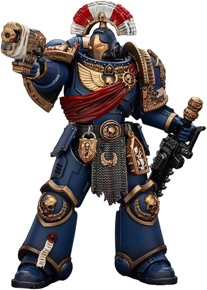 JOYTOY Warhammer 40,000 1/18 Action Figure Ultramarines Relic Secundus Armour with Artificer Bolt Rifle, chainsword and Bolt Pistol Collection Model Birthday Gifts