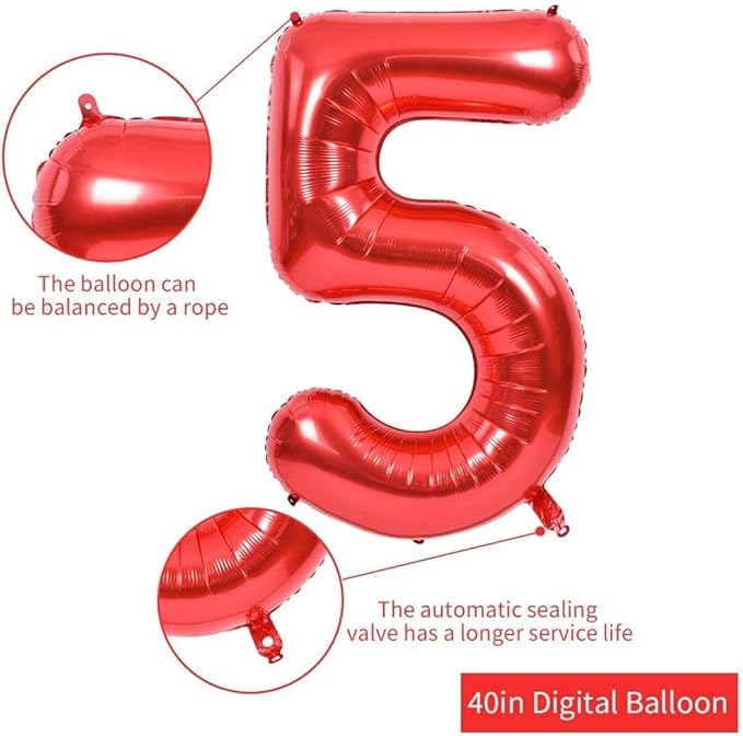 TONIFUL 40 Inch Large Red Number 25 Balloons Giant Digital 25 or 52 Helium Balloons, Foil Mylar Big Number Balloons for 25th or 52nd Birthday Party 25th or 52nd Anniversary Supplies Decorations
