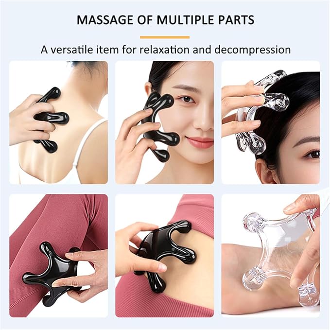 Trigger Point Massage Tools, 2 Pack Easier Grip Star Shaped 5 Legged Pressure Point Handheld Massage Tool for Deep Tissue Pain Relief, Suitable for Full Body (Black)